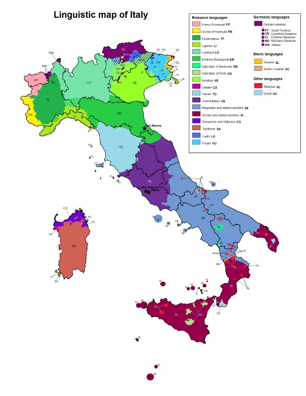 Language map of Italy - from Wikipedia